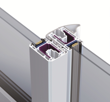 profilé aluminium laqué formant une prise de main supplémentaire pour les portes fenêtres